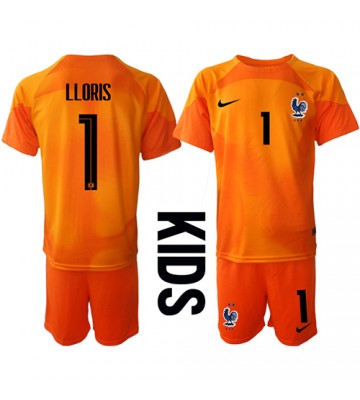 Lacne Dětský Futbalové dres Francúzsko Hugo Lloris #1 Brankarsky  MS 2022 Krátky Rukáv - Domáci (+ trenírky)
